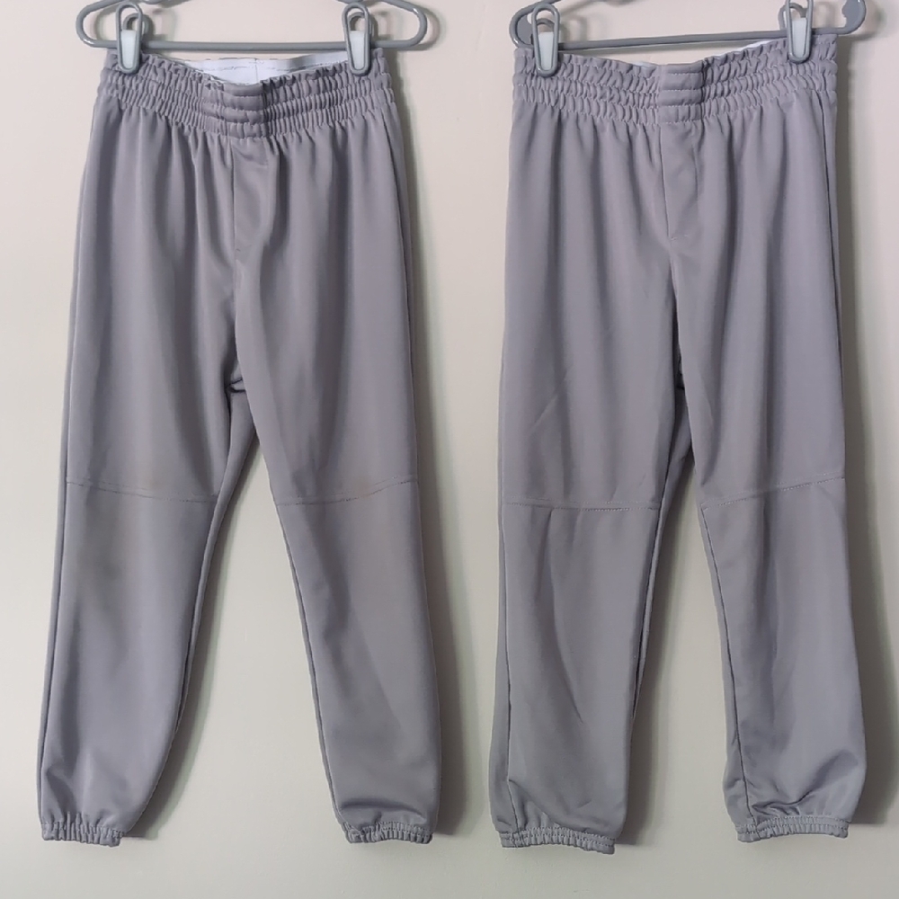 2 Pairs Of Boys Alleson Baseball Pants Gray Youth Medium EUC